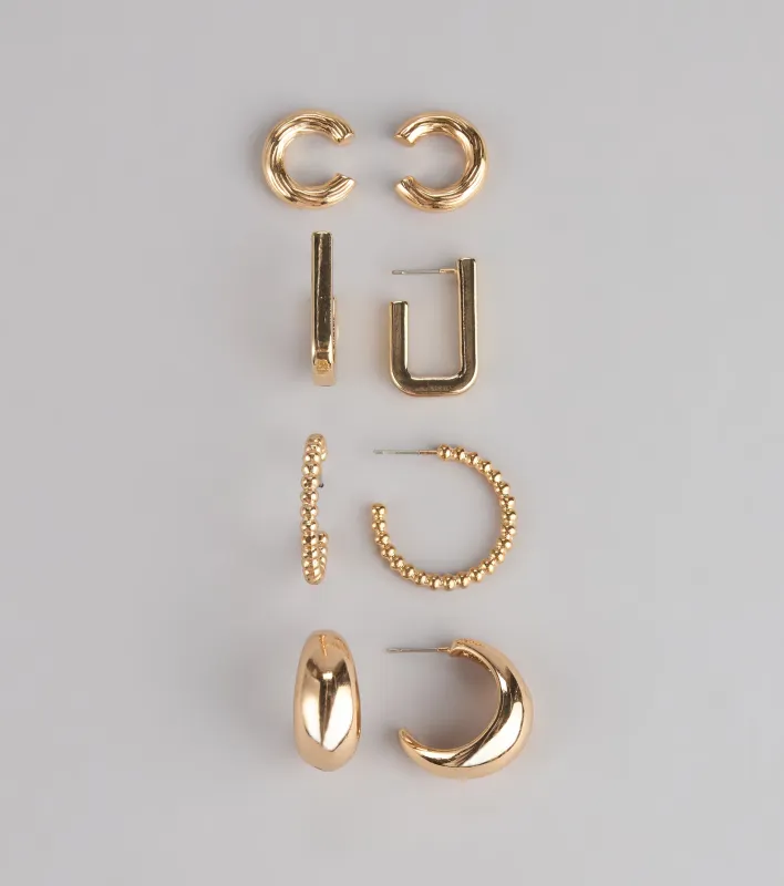 Mix It Up Three-Pack Earrings Set With Cuffs sold by Windsor