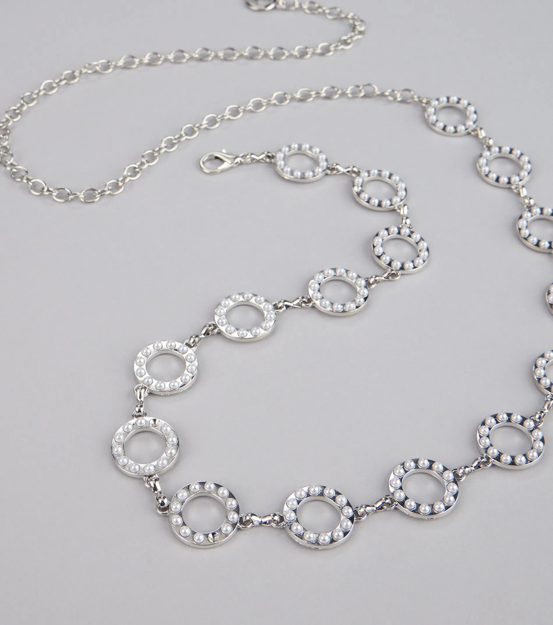 Linked Up Rhinestone Faux Pearl Chain Belt sold by Windsor product image thumbnail 5