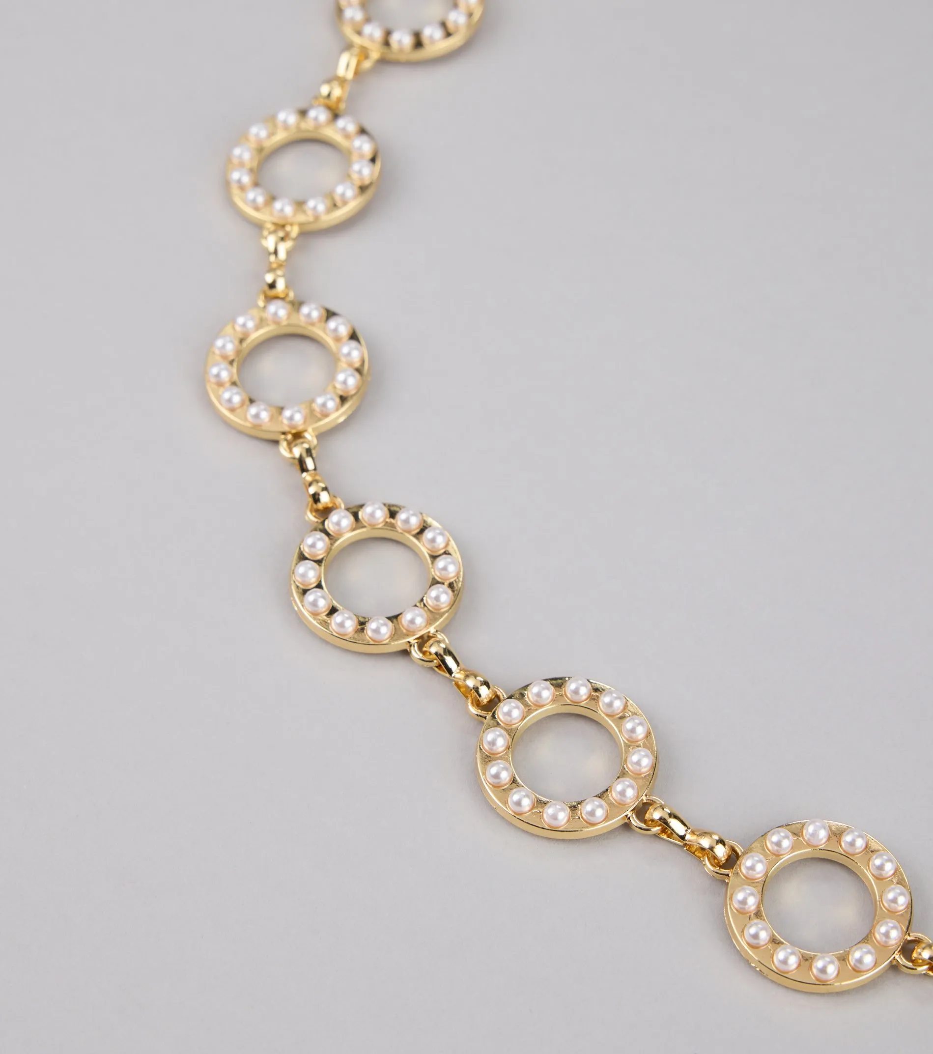 Linked Up Rhinestone Faux Pearl Chain Belt sold by Windsor product image thumbnail 2