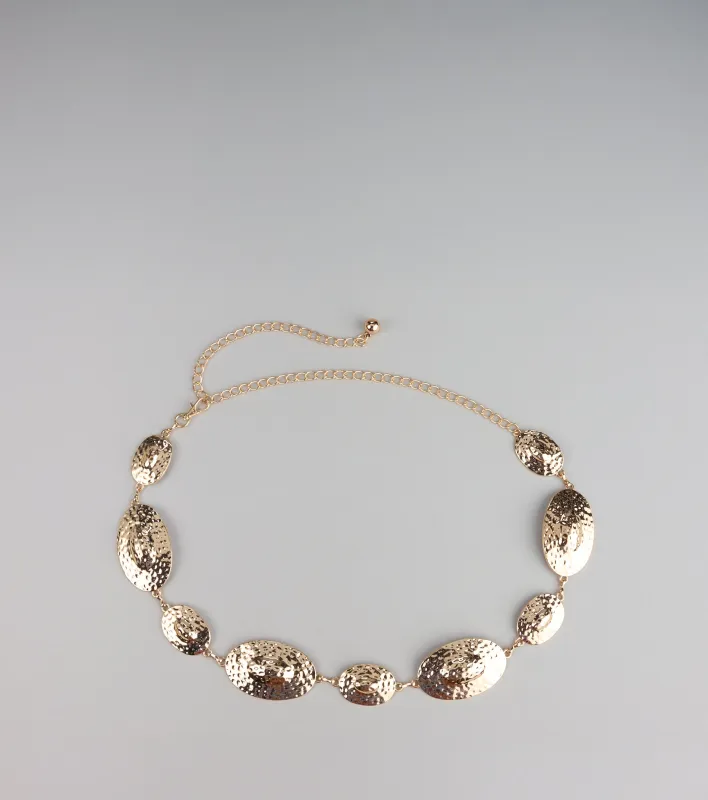 Bold Shine Etched Concho Chain Belt sold by Windsor
