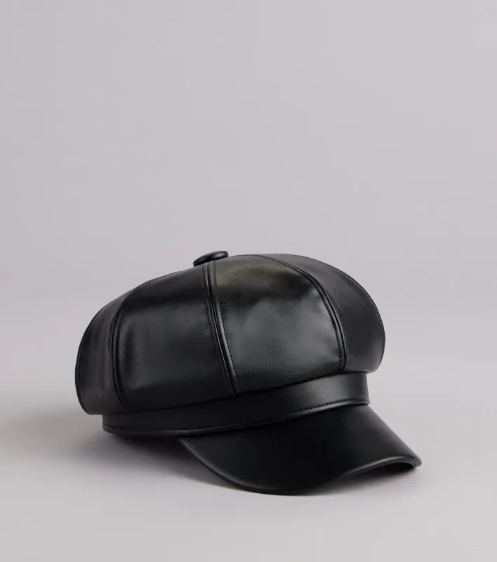 Off Duty Faux Leather Cabby Hat sold by Windsor
