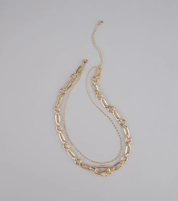 Linked Up Layered Chain Necklace sold by Windsor