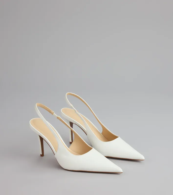 Sharp Finish Patent Slingback Pumps sold by Windsor