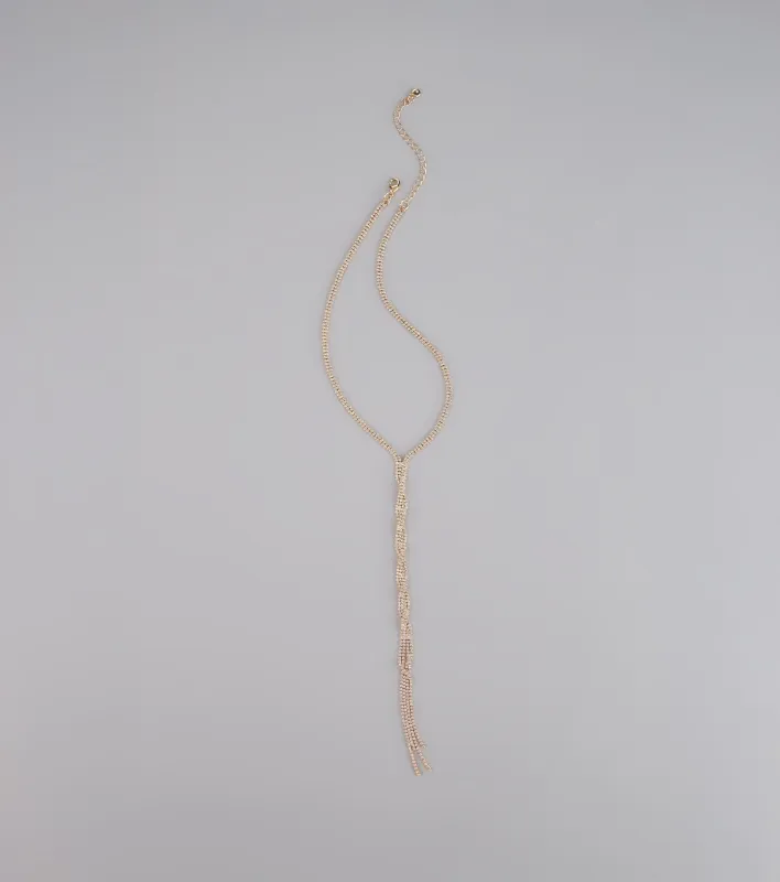 Endless Sparkle Rhinestone Twisted Lariat Necklace sold by Windsor