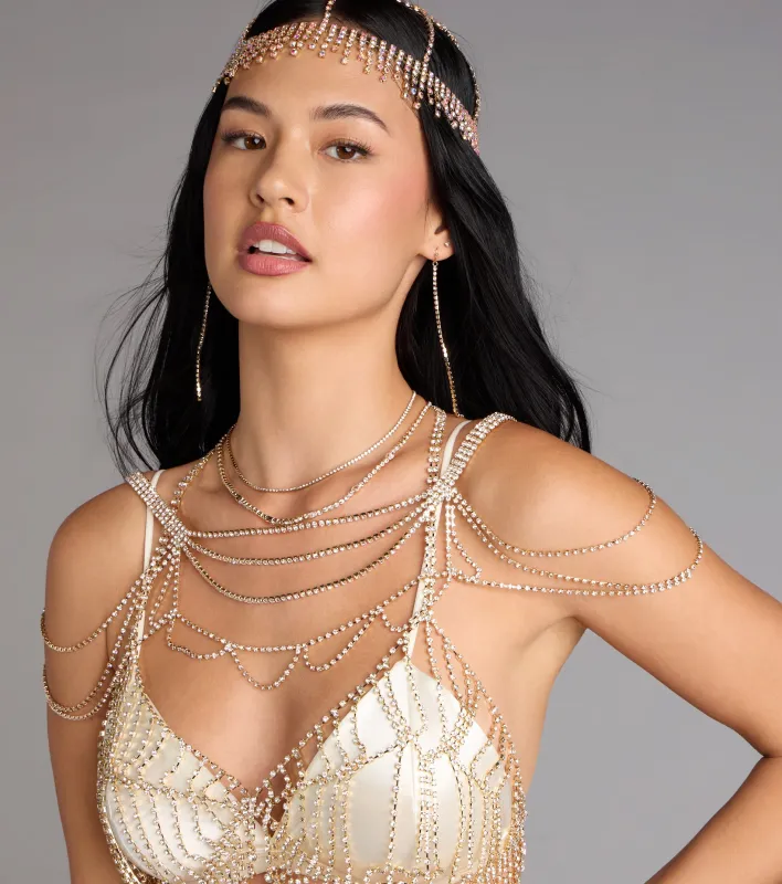 Starfall Rhinestone Body Chain sold by Windsor