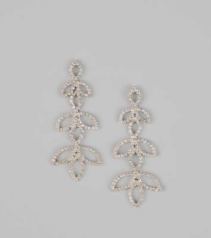 Enchanted Leaf Rhinestone Earrings sold by Windsor