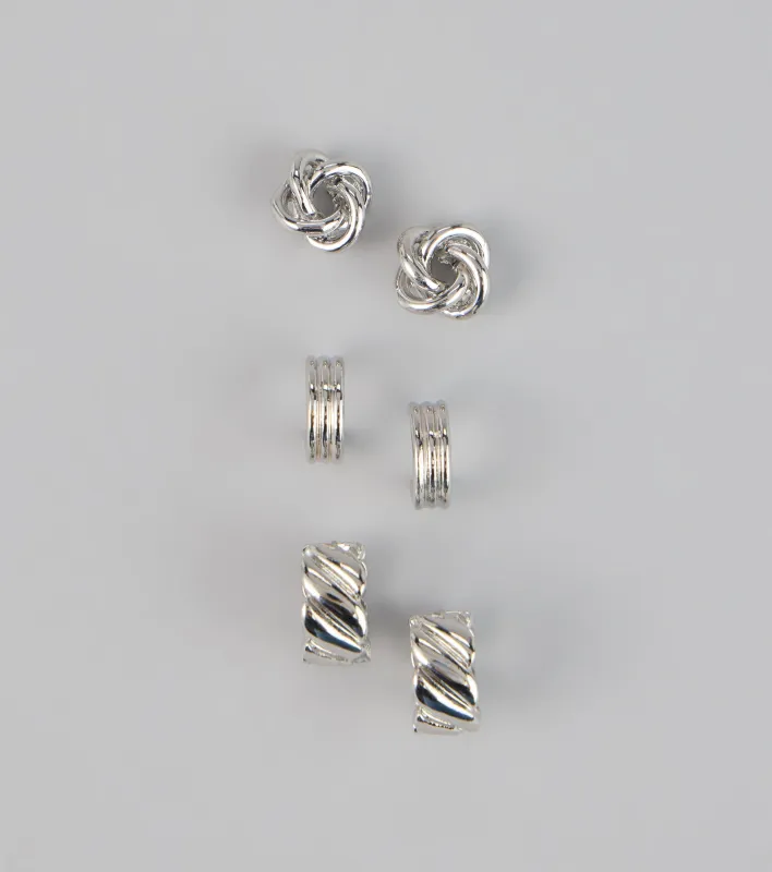 Three Times the Shine Hoop Earring Set sold by Windsor