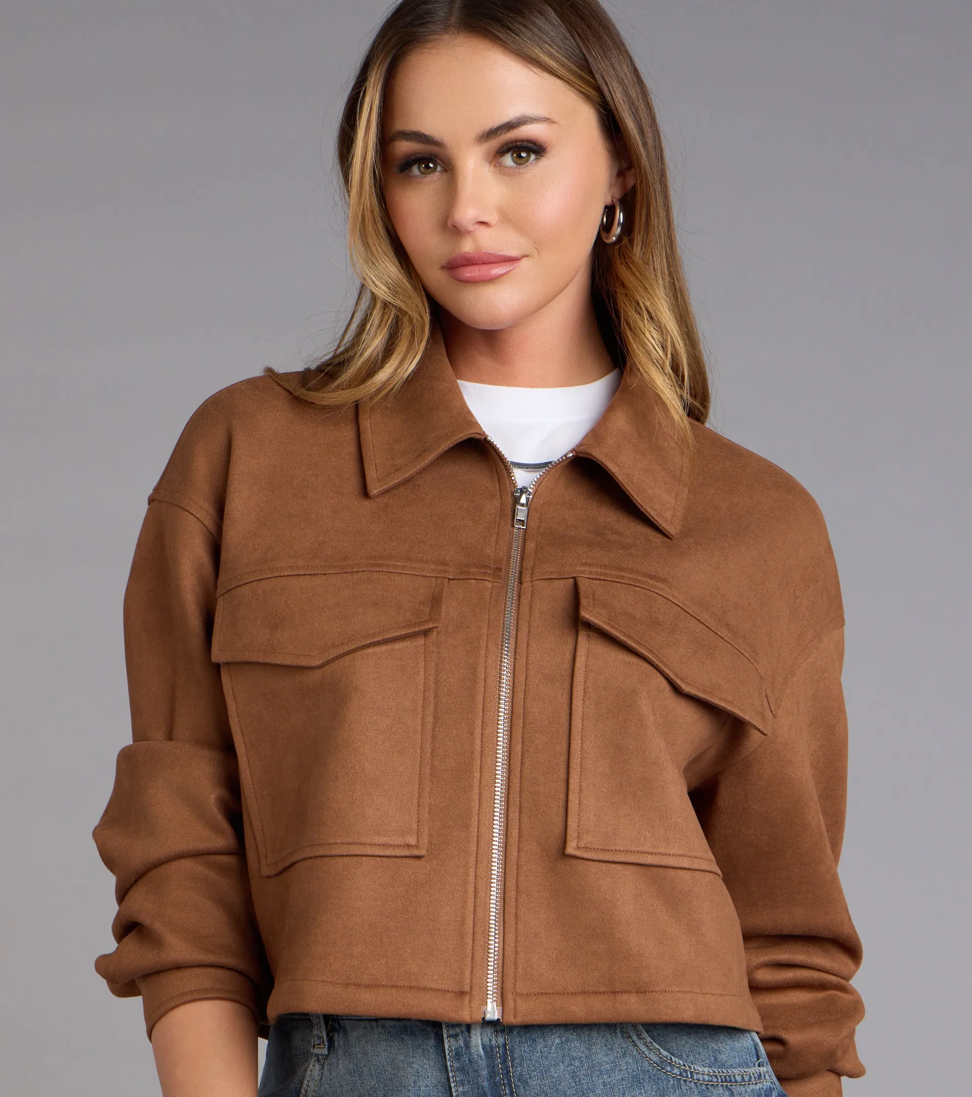 Suede Crush Collared Crop Jacket sold by Windsor product image thumbnail 3