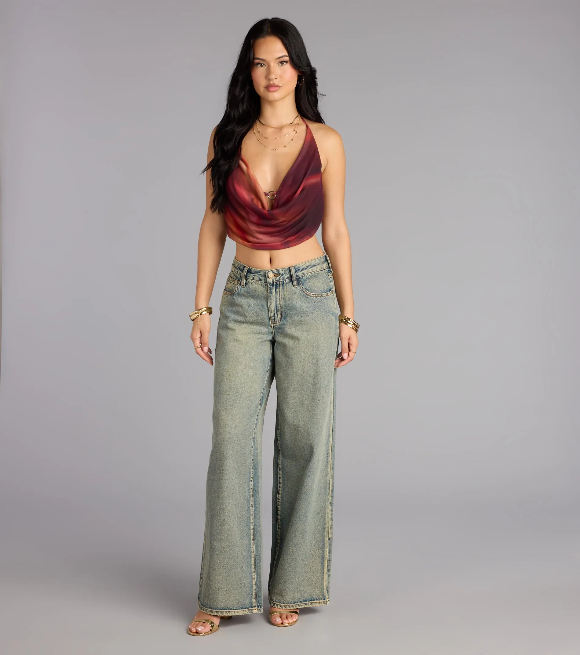 Bold Flow Cowl Halter Crop Top sold by Windsor product image thumbnail 3