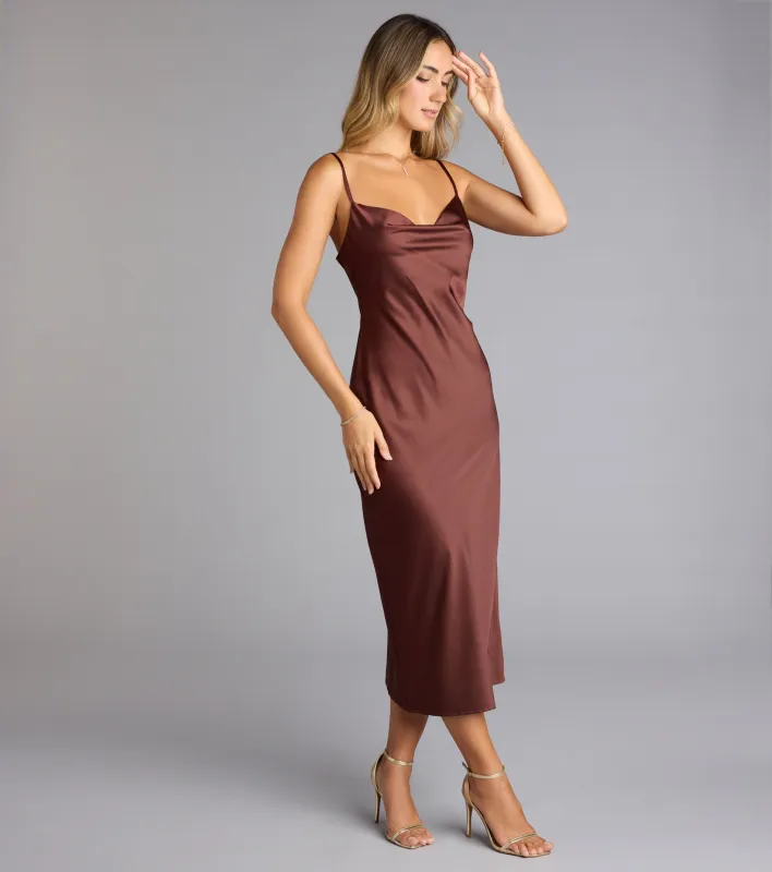 Effortless Charm Satin Midi Dress sold by Windsor
