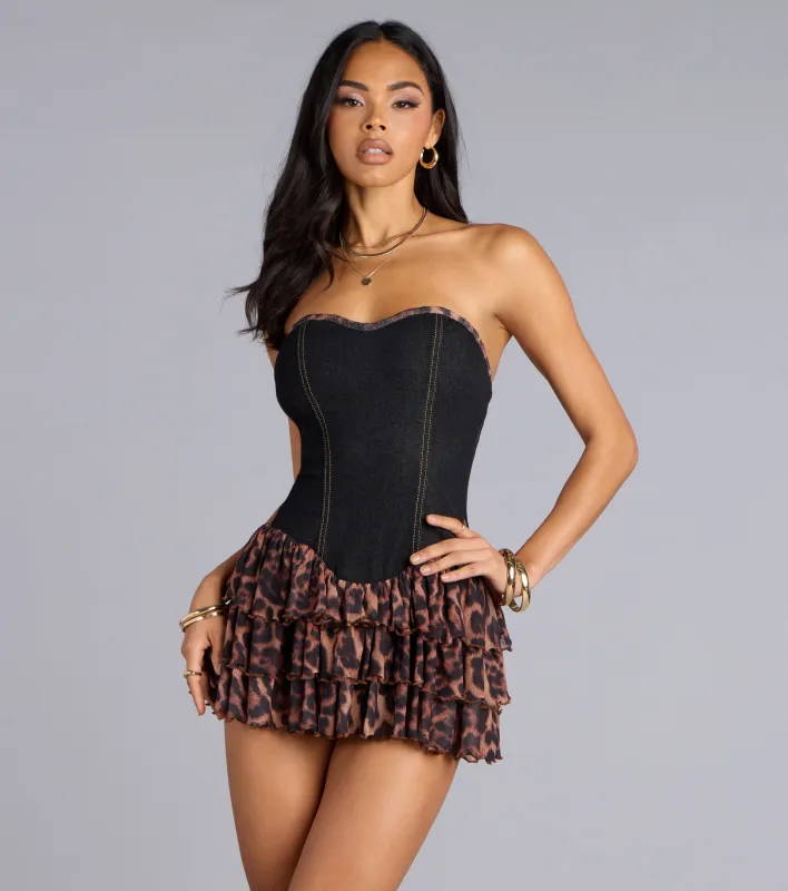 Wild Streak Denim Corset Romper sold by Windsor