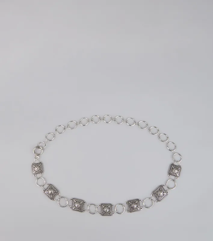 Major Attitude Etched Square Chain Belt sold by Windsor