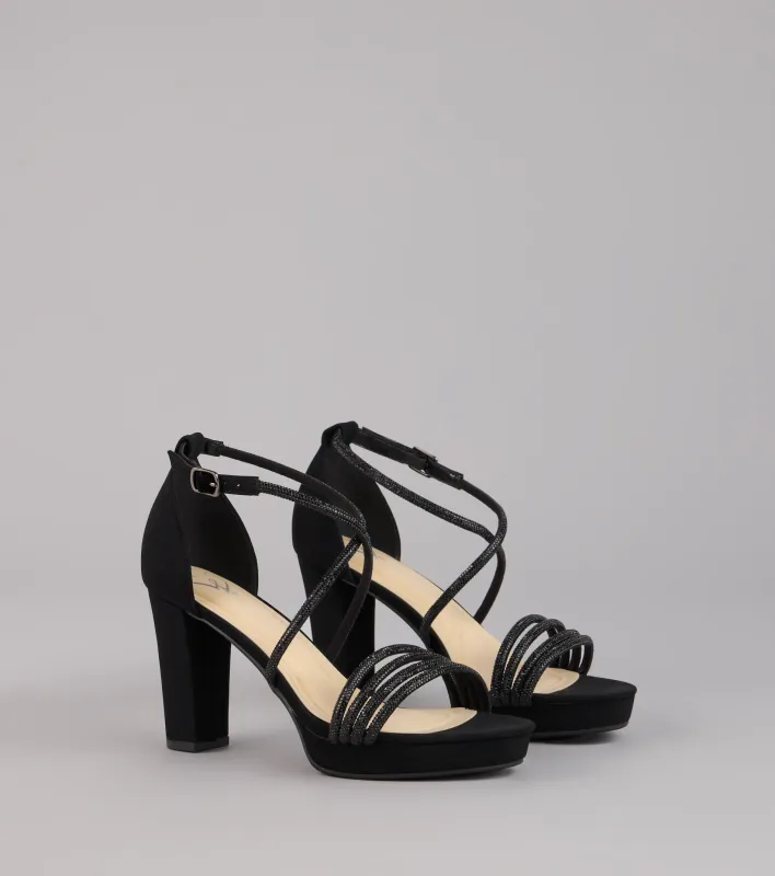 Glow Getter Rhinestone Block Heels sold by Windsor