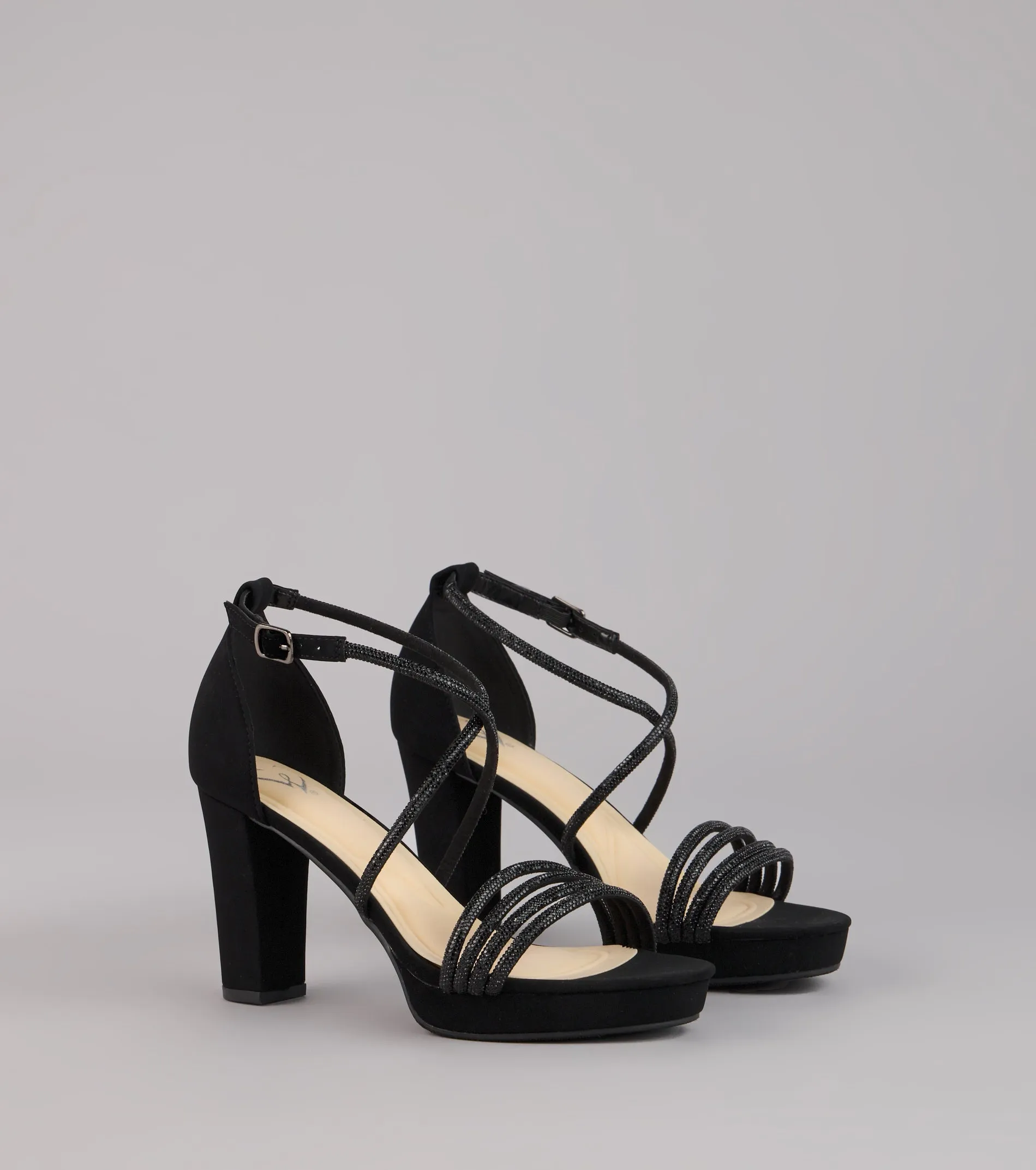 Glow Getter Rhinestone Block Heels sold by Windsor