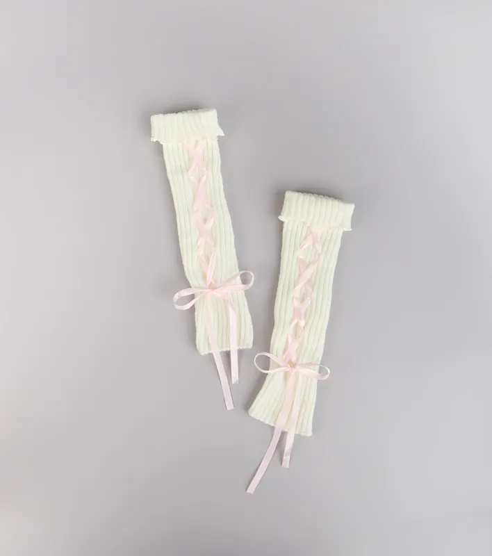 Cozy Coquette Rib Knit Bow Leg Warmers sold by Windsor