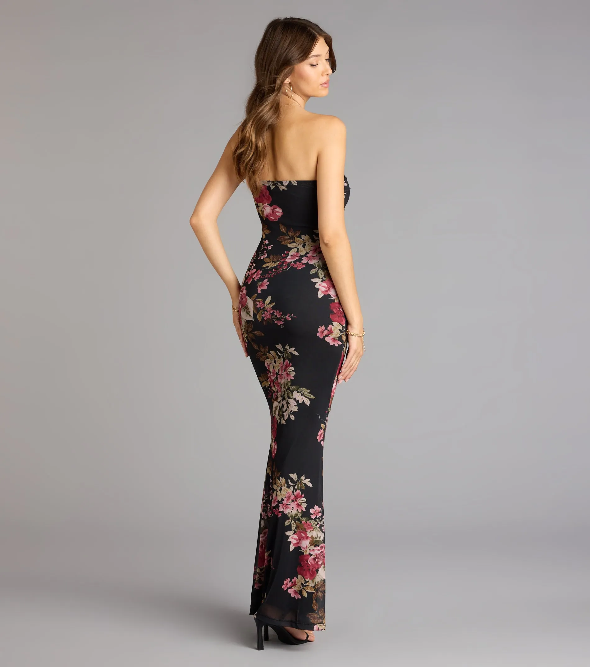 Midnight Romance Floral Mesh Maxi Dress sold by Windsor product image thumbnail 2