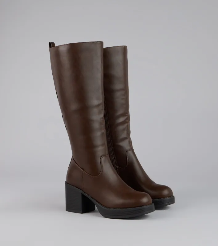 Retro Rise Knee High Platform Boots sold by Windsor