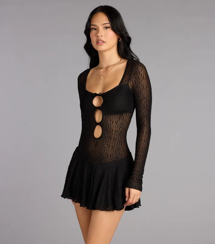 Midnight Muse Lace Mini Dress sold by Windsor