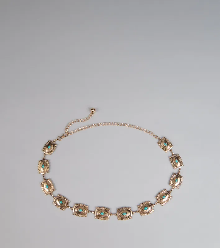 Western Spirit Stone Medallion Chain Belt sold by Windsor