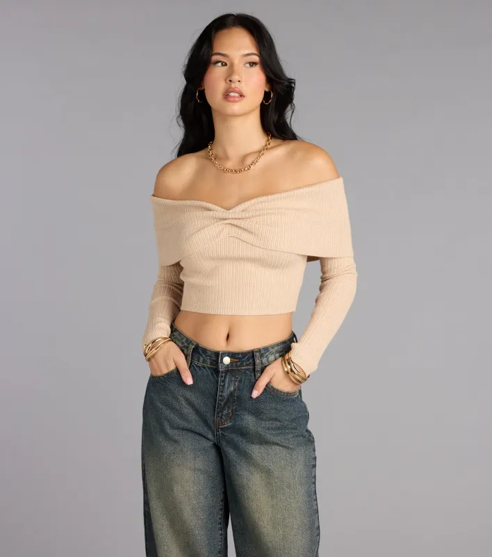 Snug Luxe Off-The-Shoulder Crop Top sold by Windsor