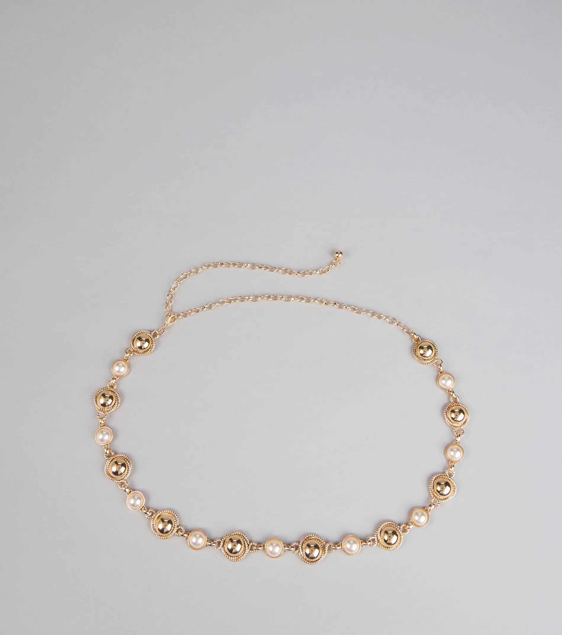 Opulent Touch Faux Pearl Metallic Belt sold by Windsor