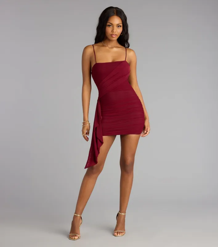 Wrap It Up Ruched Bodycon Mini Dress sold by Windsor