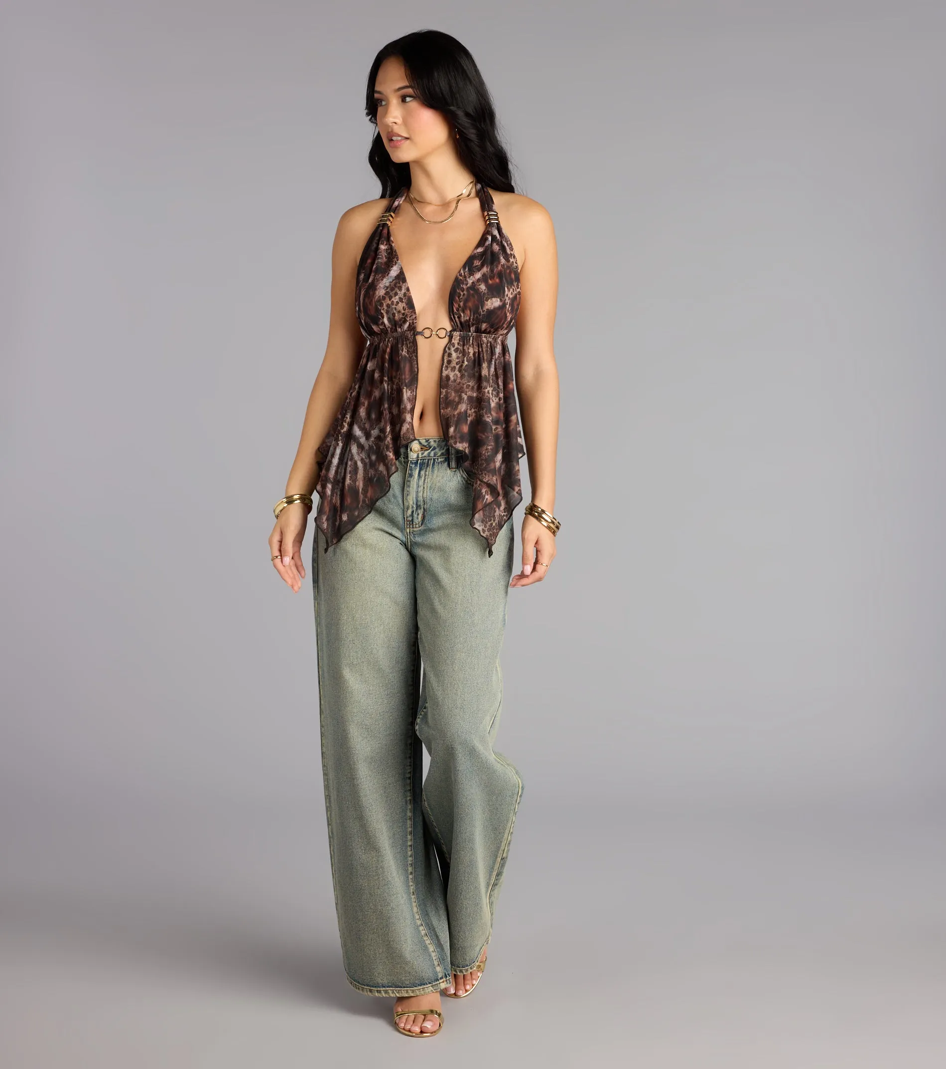 Spotted In Town Plunge Halter Top sold by Windsor product image thumbnail 3