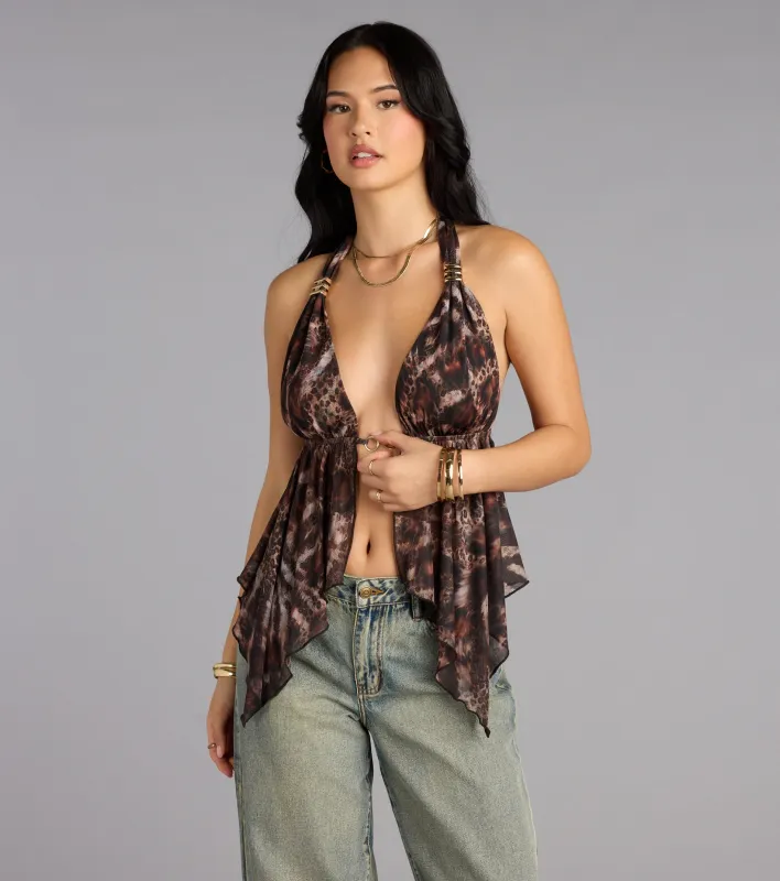 Spotted In Town Plunge Halter Top sold by Windsor