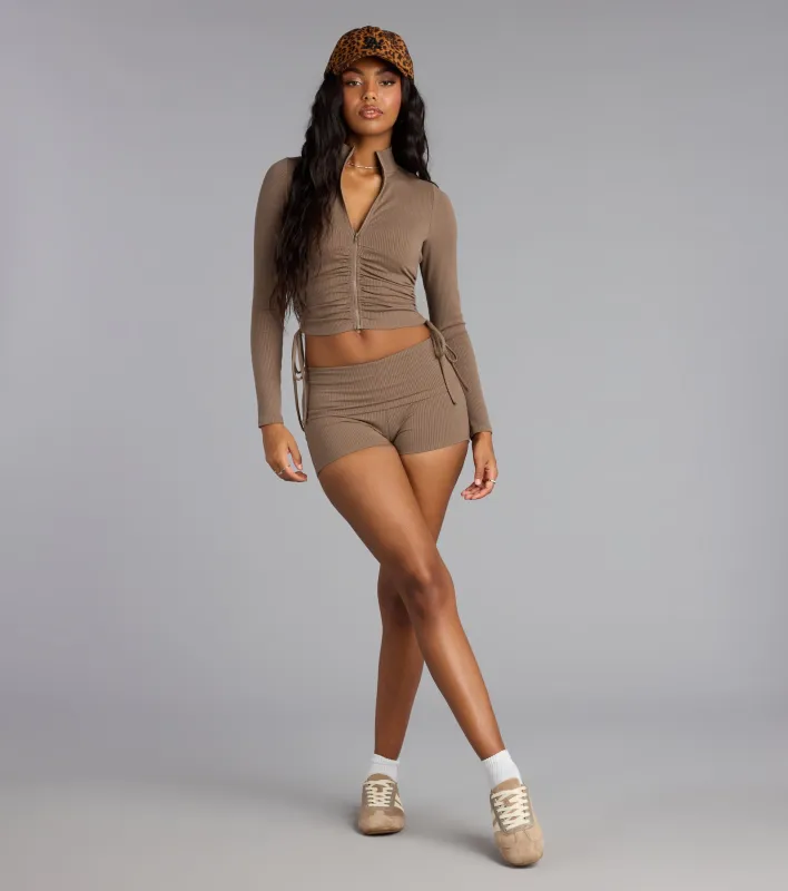 Cozy Cool Rib Knit Foldover Shorts sold by Windsor