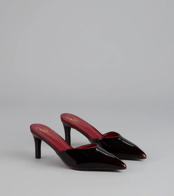 Polished Intent Patent Mules sold by Windsor