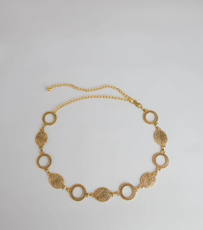 Gilded Era Textured Concho Chain Belt sold by Windsor