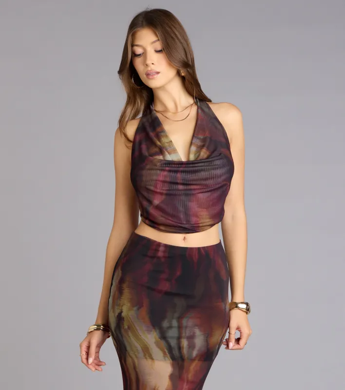 Night Out Muse Abstract Print Halter Top sold by Windsor