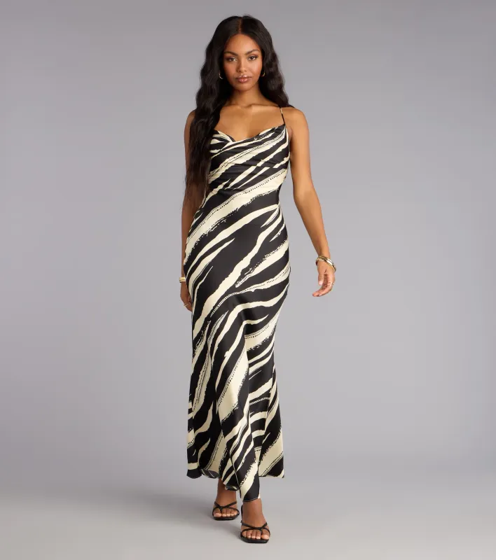 All Eyes Satin Cowl Maxi Dress sold by Windsor