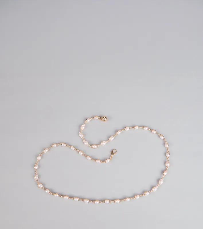 Everyday Elegance Faux Pearl Chain Belt sold by Windsor