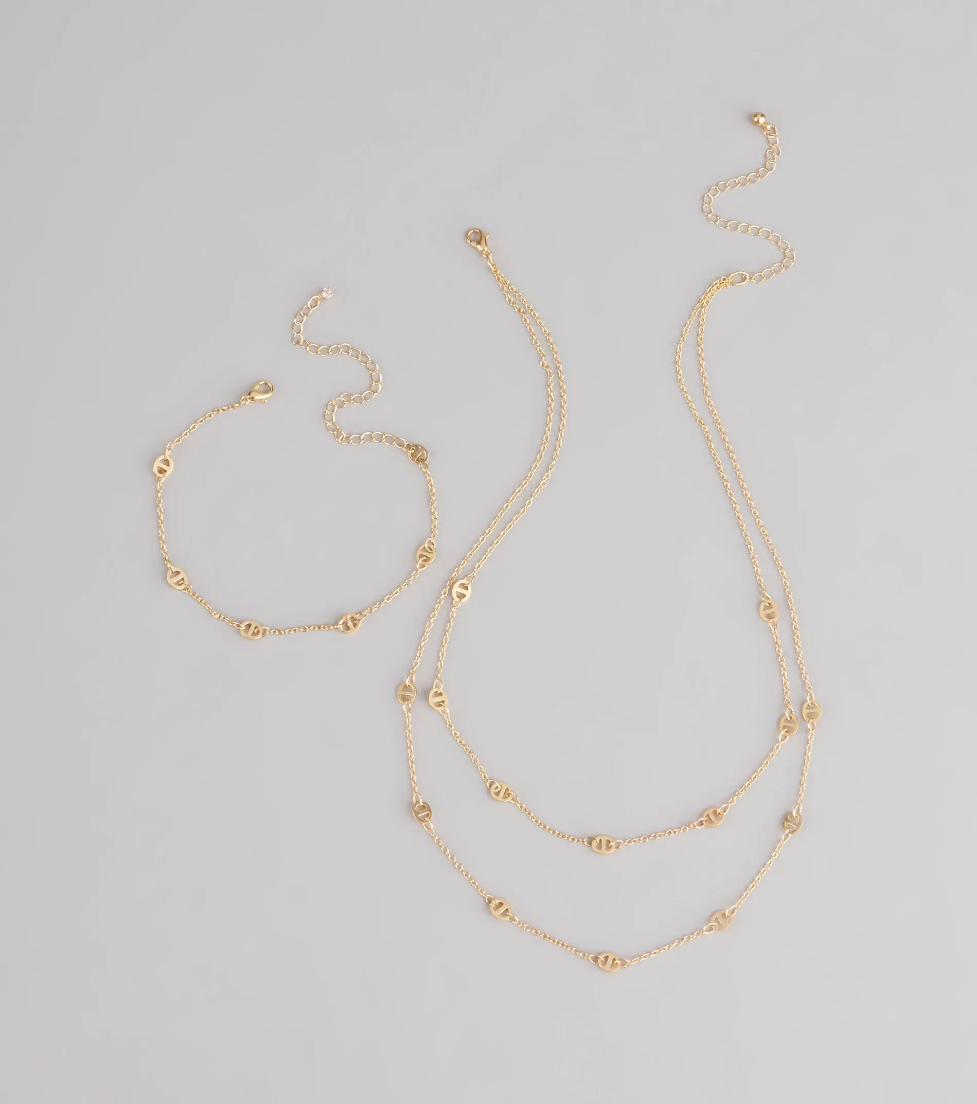 Twice As Chic Layered Necklace And Bracelet Set sold by Windsor