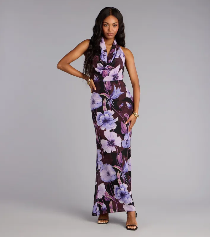 Petal Noir Floral Chiffon Maxi Dress sold by Windsor