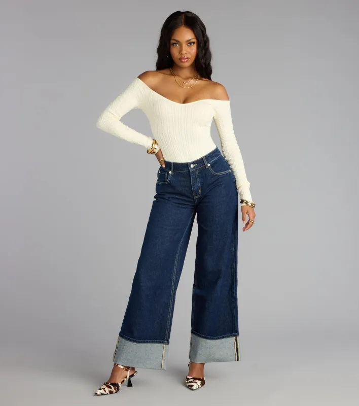 High Roll Mid-Rise Straight Leg Denim Jeans sold by Windsor