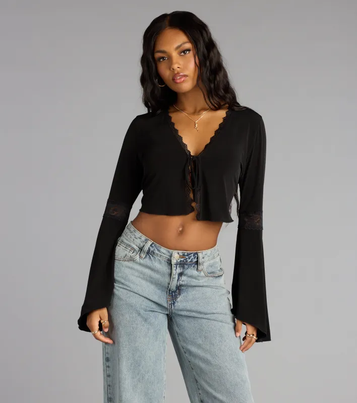 Whisper Lace Tie Front Top sold by Windsor