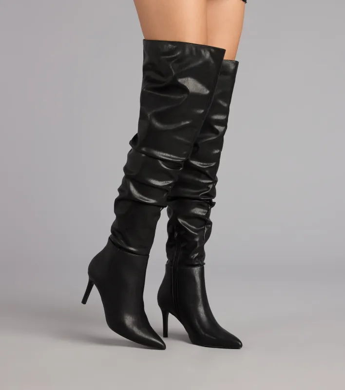 Season’s Sleek Thigh-High Stiletto Boots sold by Windsor