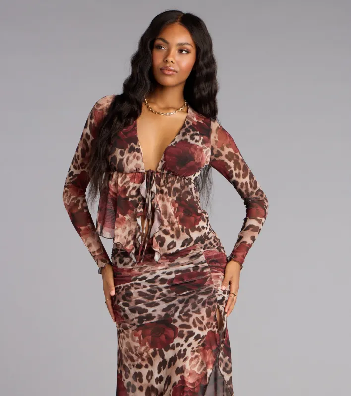 Untamed Bloom Tie-Front Crop Top sold by Windsor