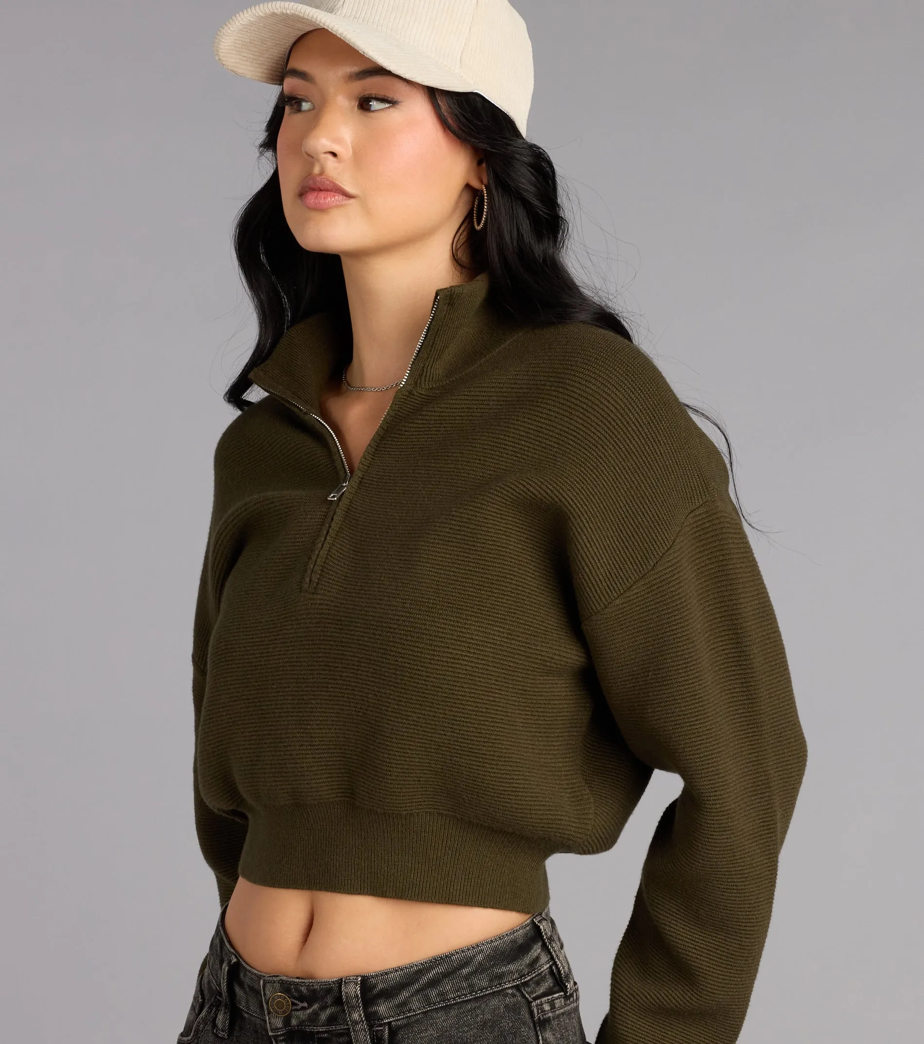 Season Shift Mock Neck Crop Sweater sold by Windsor product image thumbnail 4