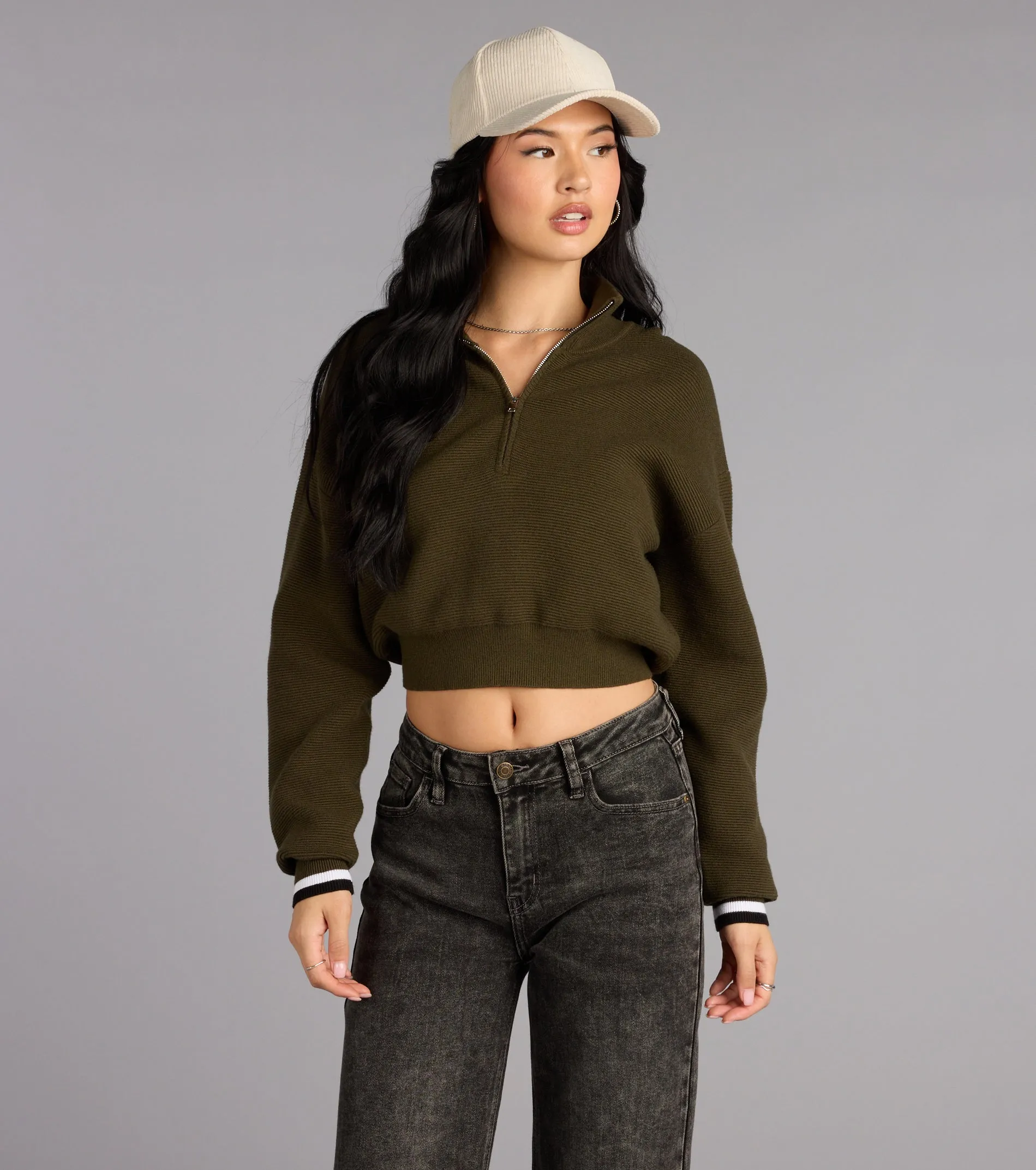 Season Shift Mock Neck Crop Sweater sold by Windsor