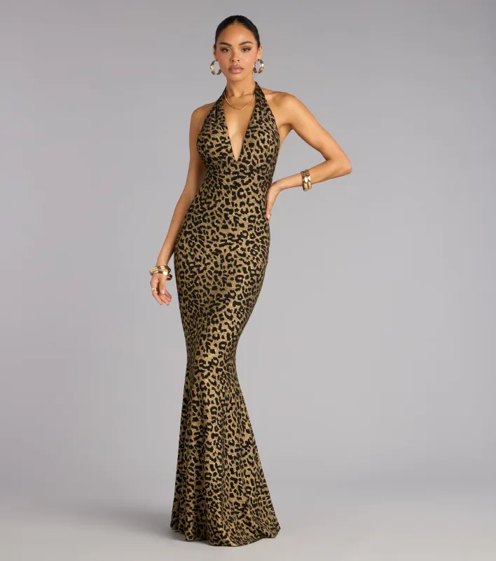 Diana Glitter Leopard Mermaid Formal Dress sold by Windsor