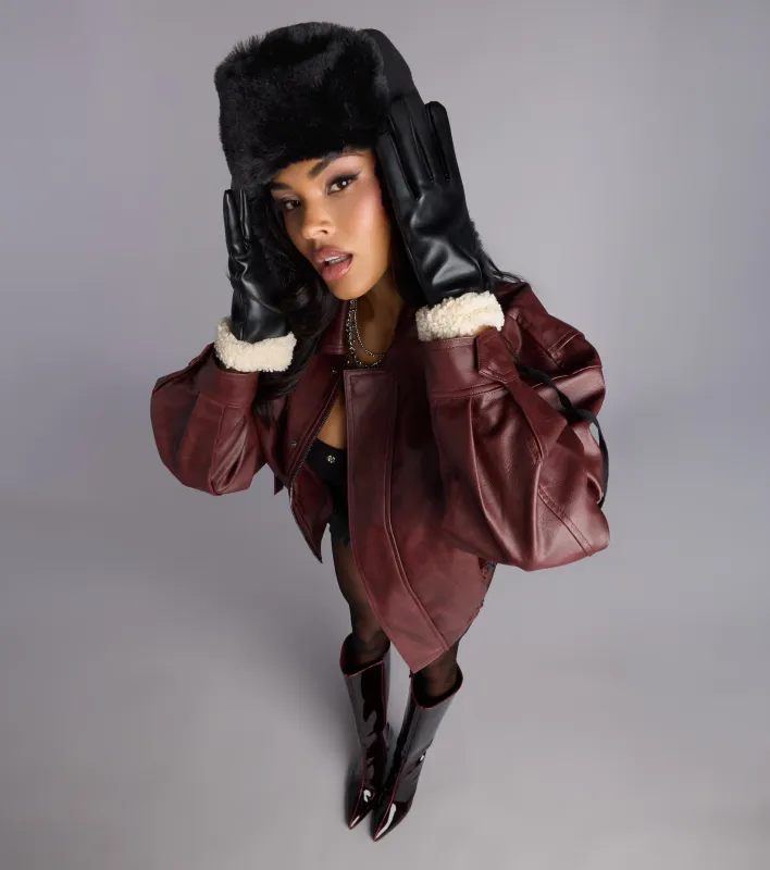 City Rebel Faux Leather Bomber Jacket sold by Windsor