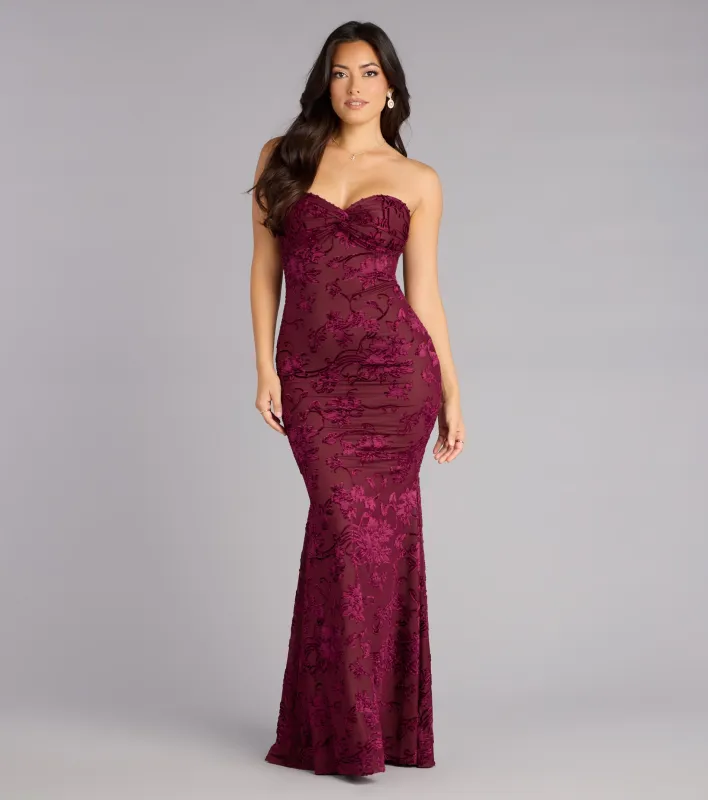 Kathy Velvet Flocked Mermaid Formal Dress sold by Windsor