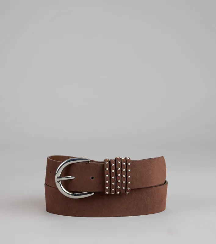 Effortless Attitude Studded Faux Suede Belt sold by Windsor