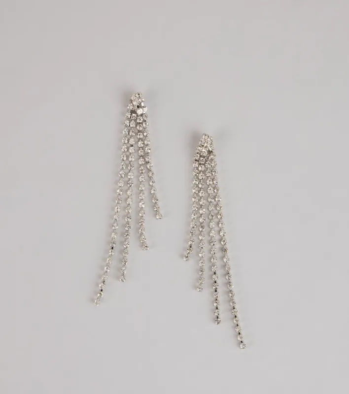 Rhinestone Drip Fringe Earrings sold by Windsor