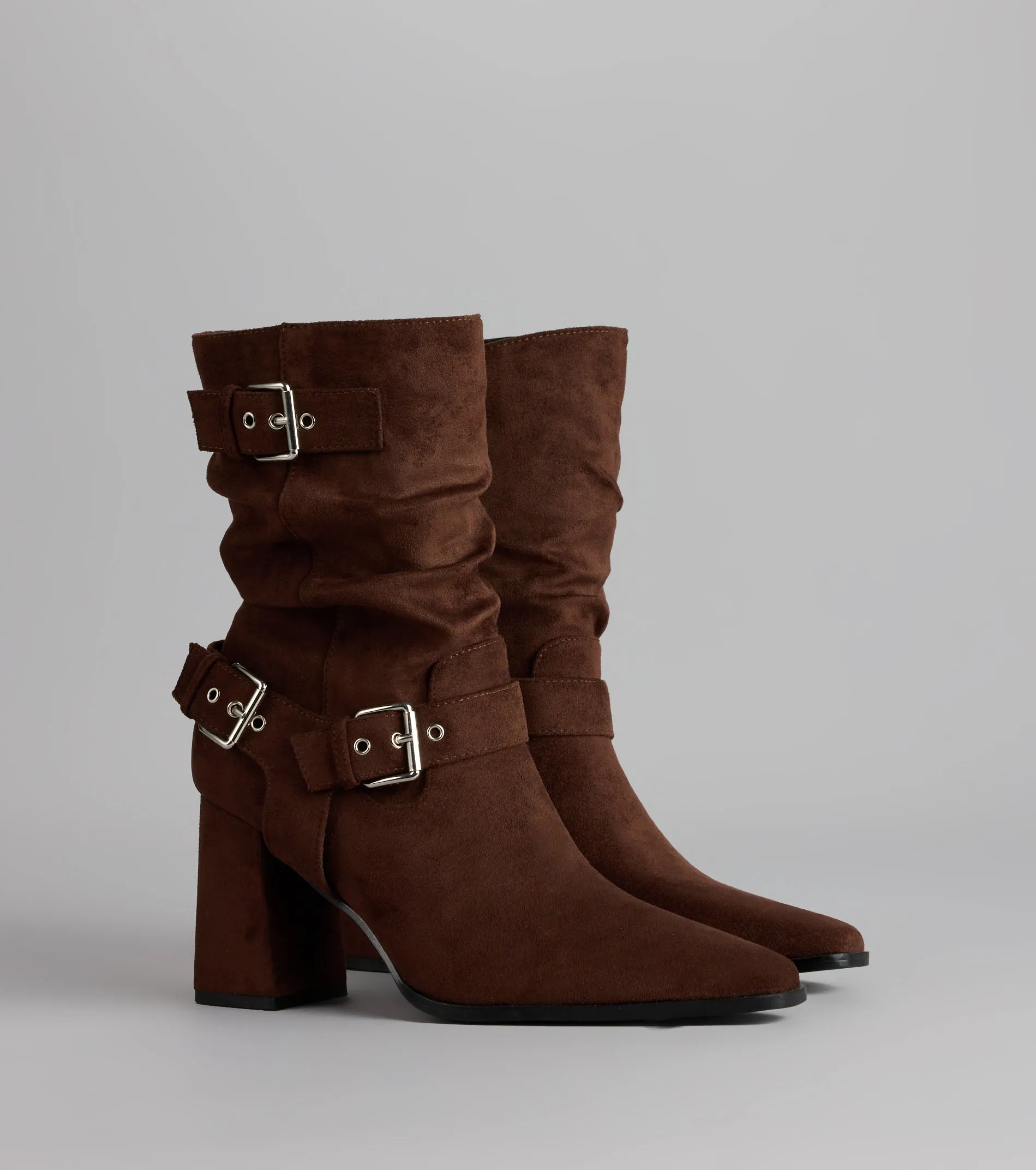 Buckle Up Faux Suede Booties sold by Windsor
