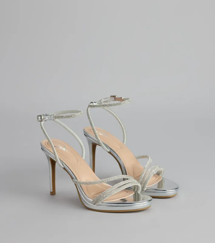 Radiance Rhinestone Metallic Stiletto Heels sold by Windsor