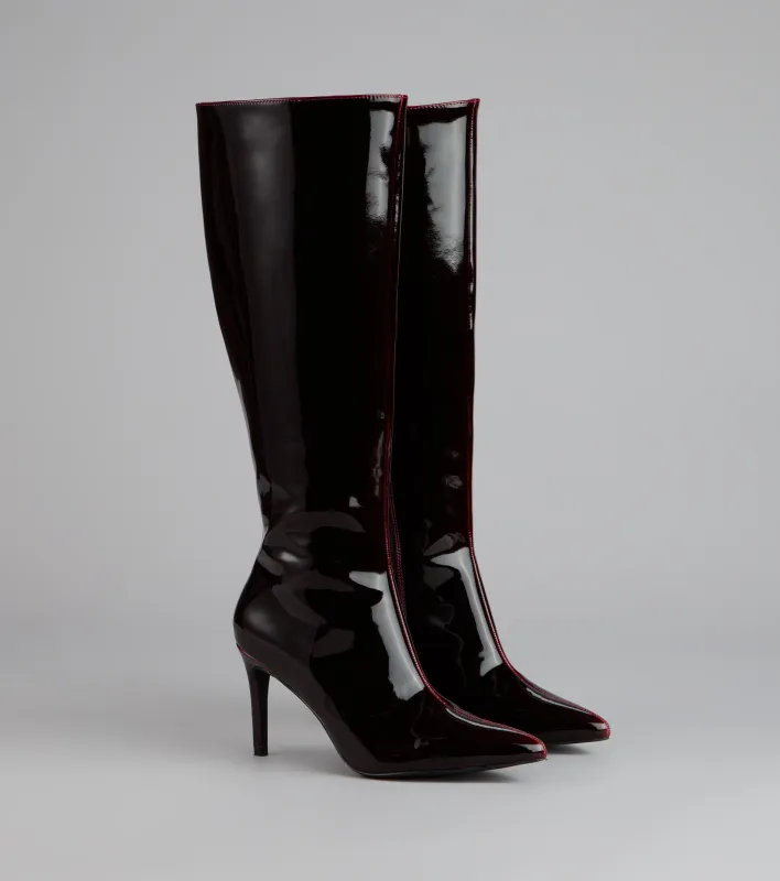 Gloss Effect Patent Stiletto Boots sold by Windsor